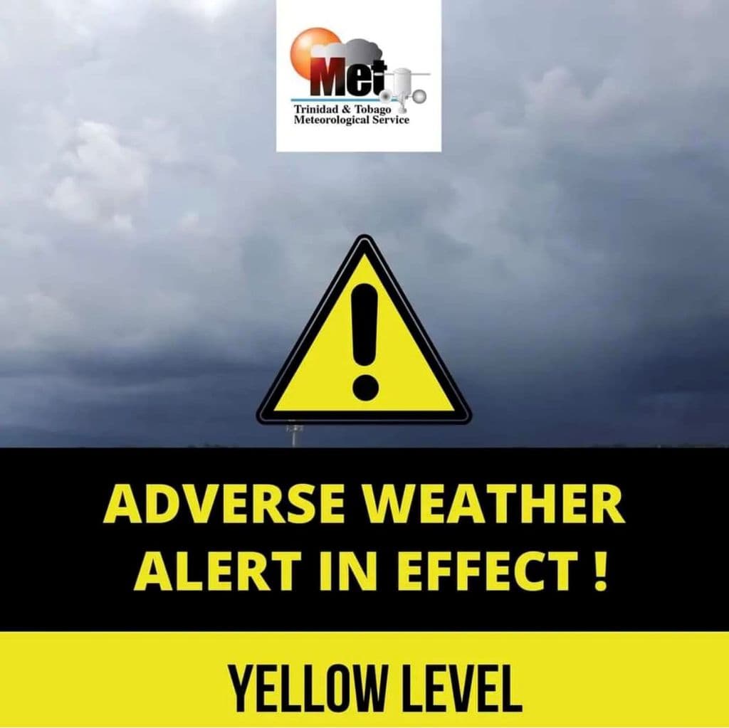 Yellow level adverse weather alert issued for Trinidad