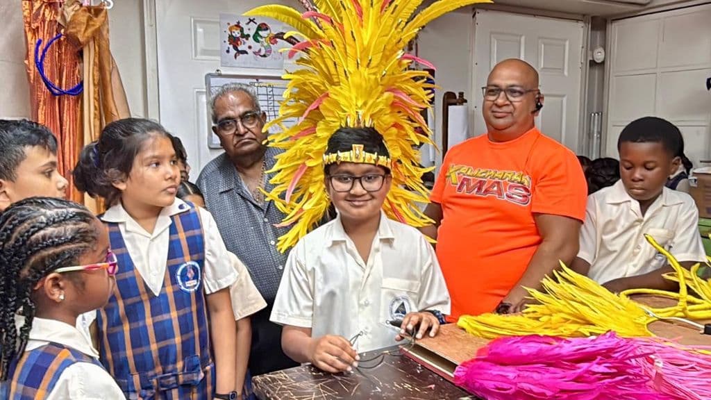 Pupils learn the art of mas-making from legendary Kalicharan