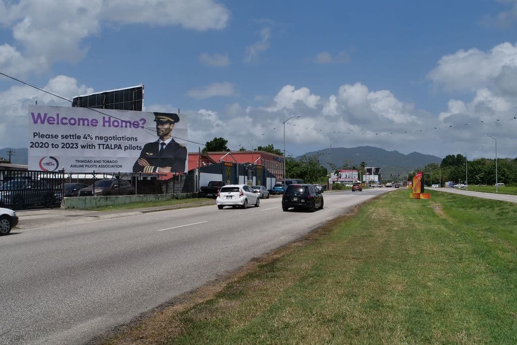 CAL pilots express frustration on billboard near airport