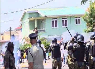 Police fired tear gas and rubber bullets at protestors in Dominica