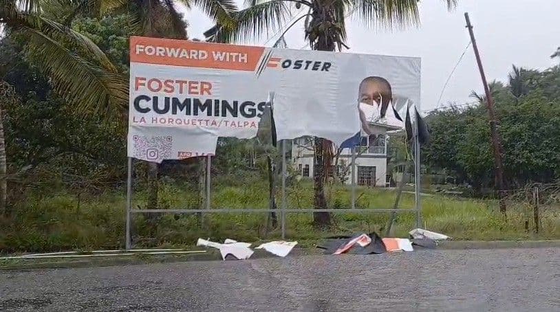 Foster calls for clean campaign after billboard torn down