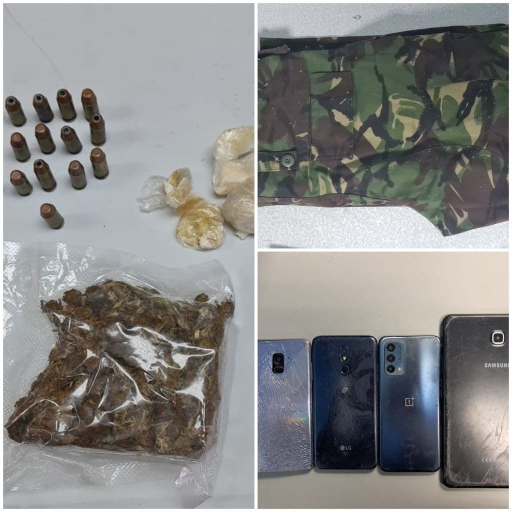 Nine held, pistol, ammunition and narcotics seized