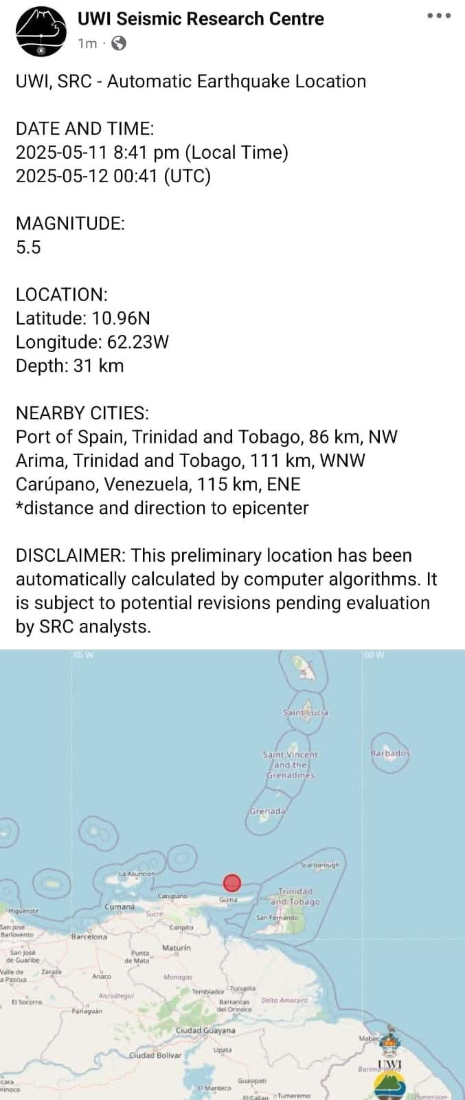 5.5 quake shakes T&T