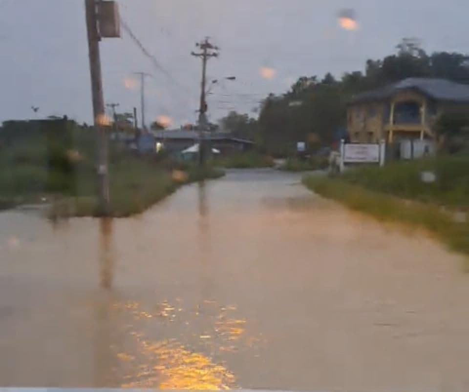 Heavy rain causes street flooding in Penal