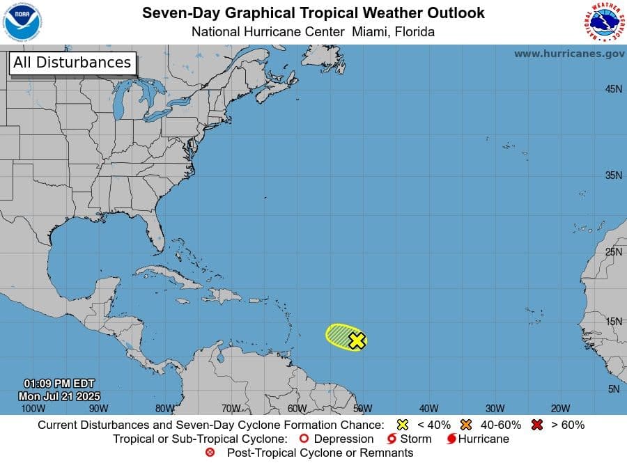 10% chance of development for low pressure area