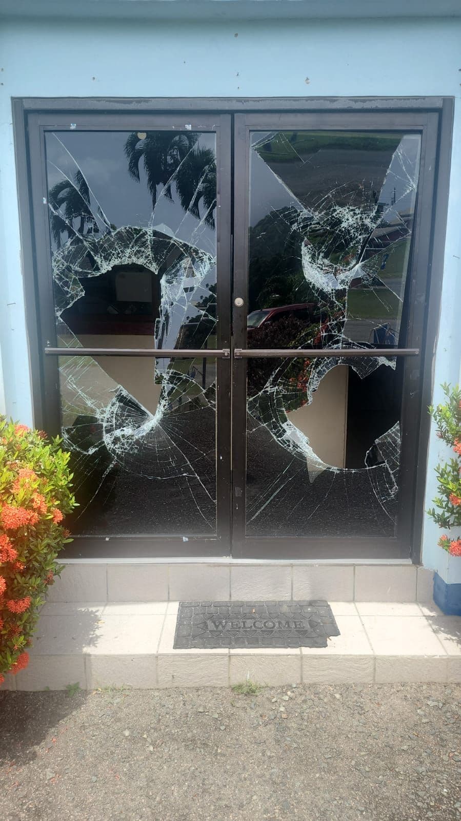 Man smashes Charlotteville’s police station door… again