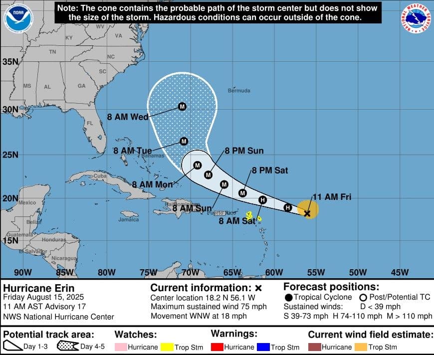 Erin becomes the first hurricane of the 2025 season