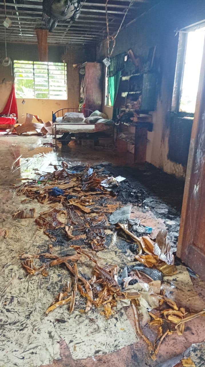 Man critical in hospital after fire at home