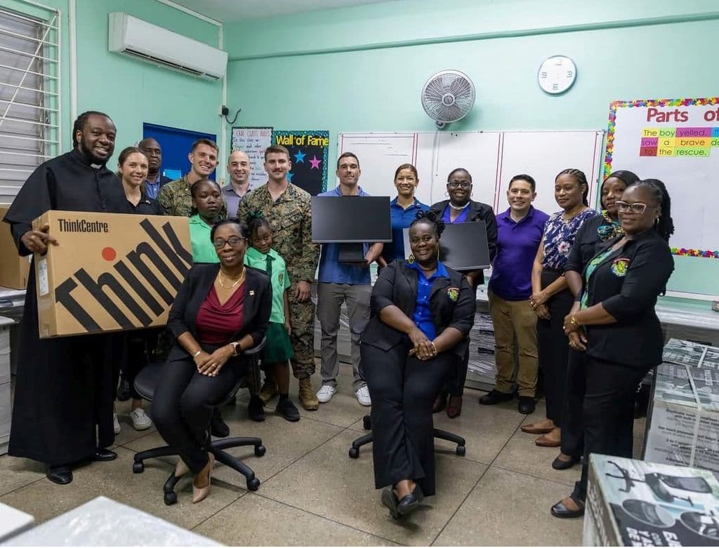 US donates equipment to Roxborough Anglican Primary