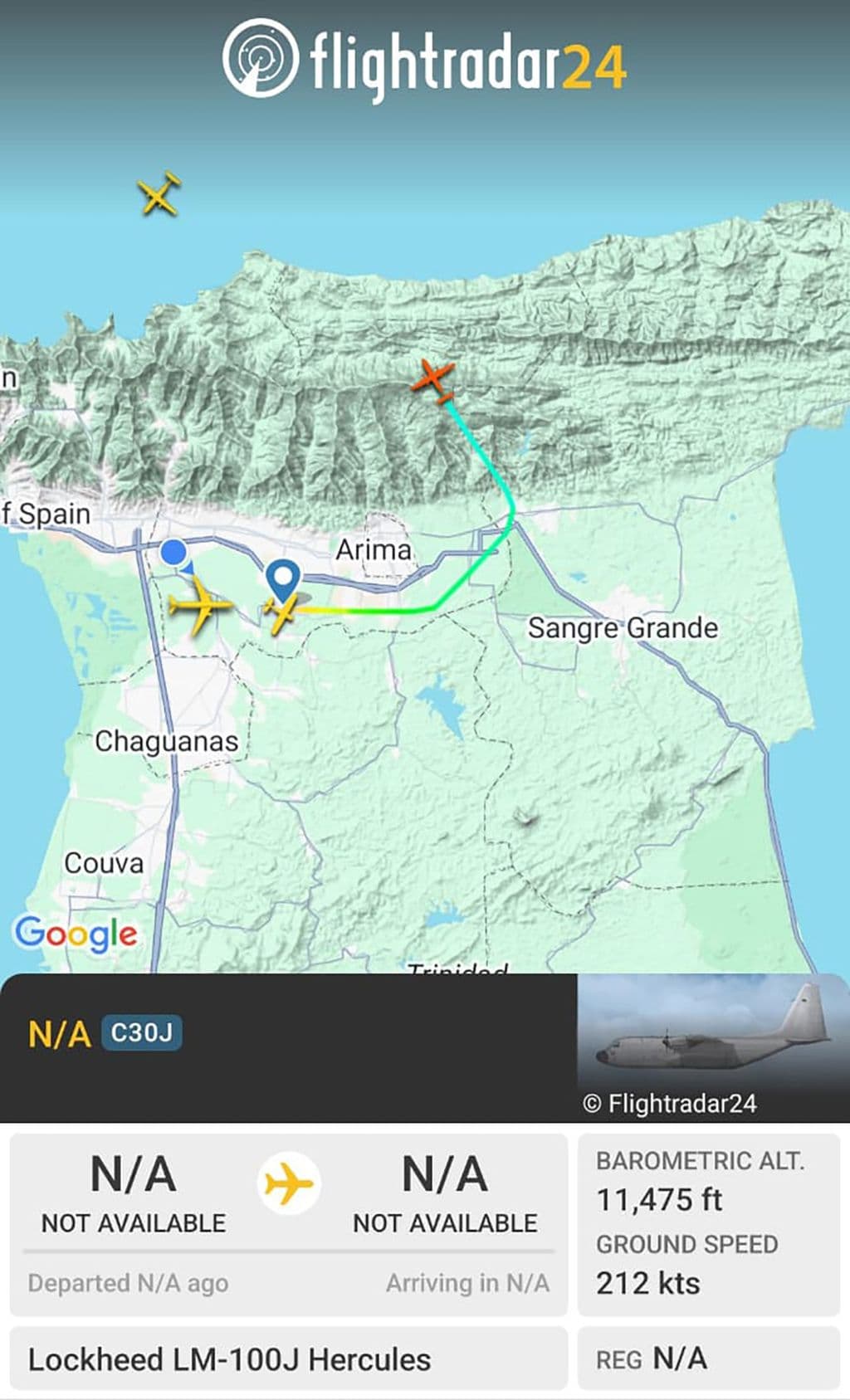 2 US military aircraft land at Piarco and Crown Point; Trump puts