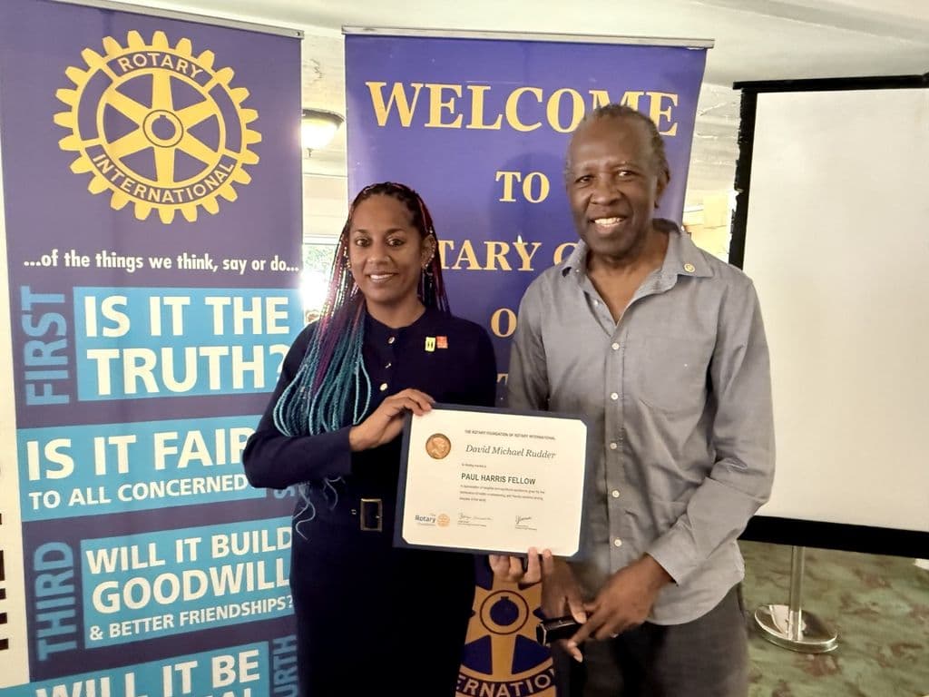Rudder receives award from Rotary Club of Central Port of Spain