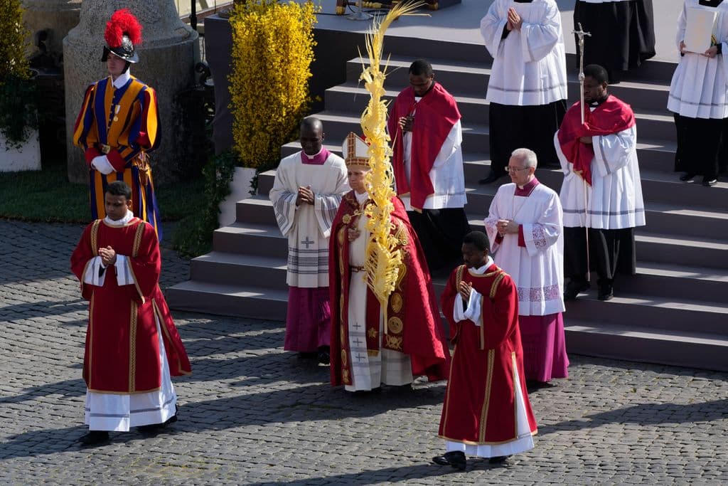 Pope Leo XIV rejects claims that God justifies war in Palm Sunday Mass message