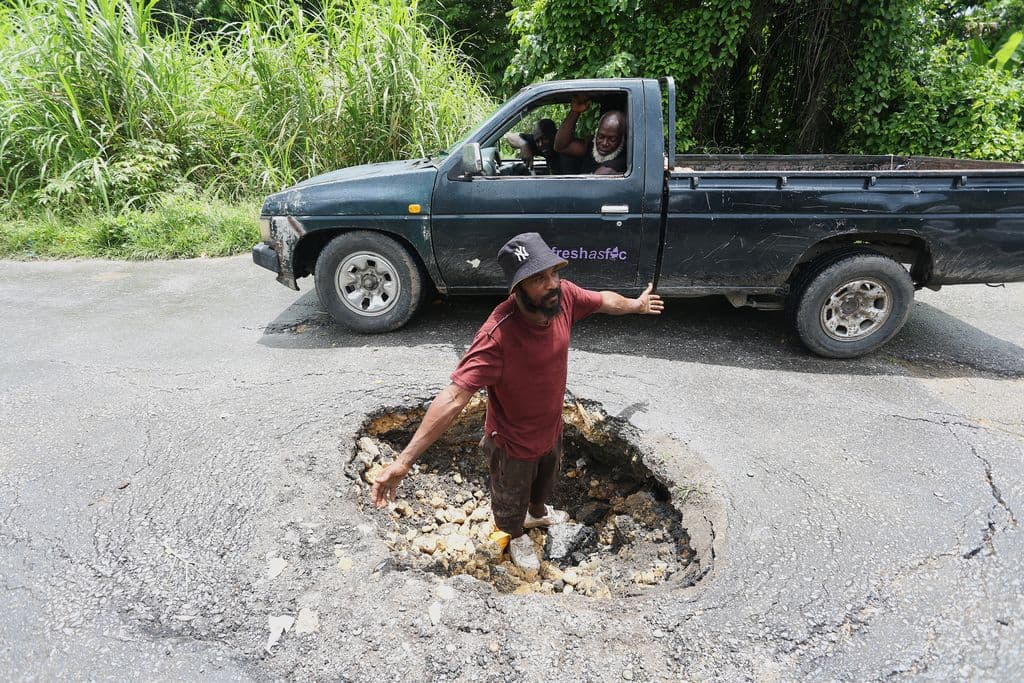 Residents plead for repairs as massive crater threatens Moruga road