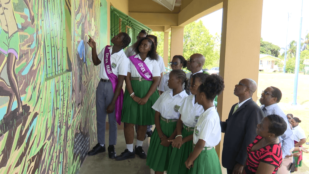 St. George Secondary students unveil mural at Drax Hall Pavilion