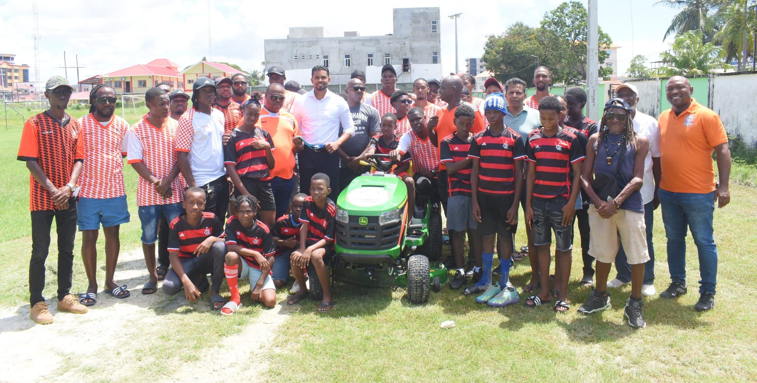 Camptown FC receives Government support with new lawnmower