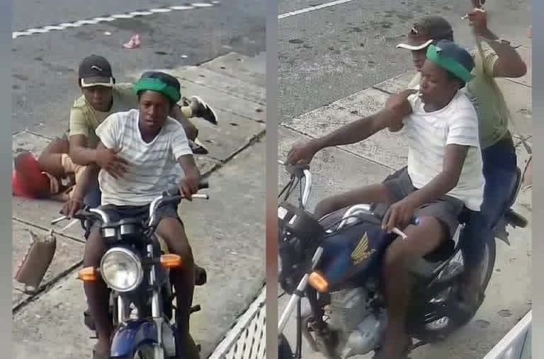 Purse snatching bike bandits captured on camera