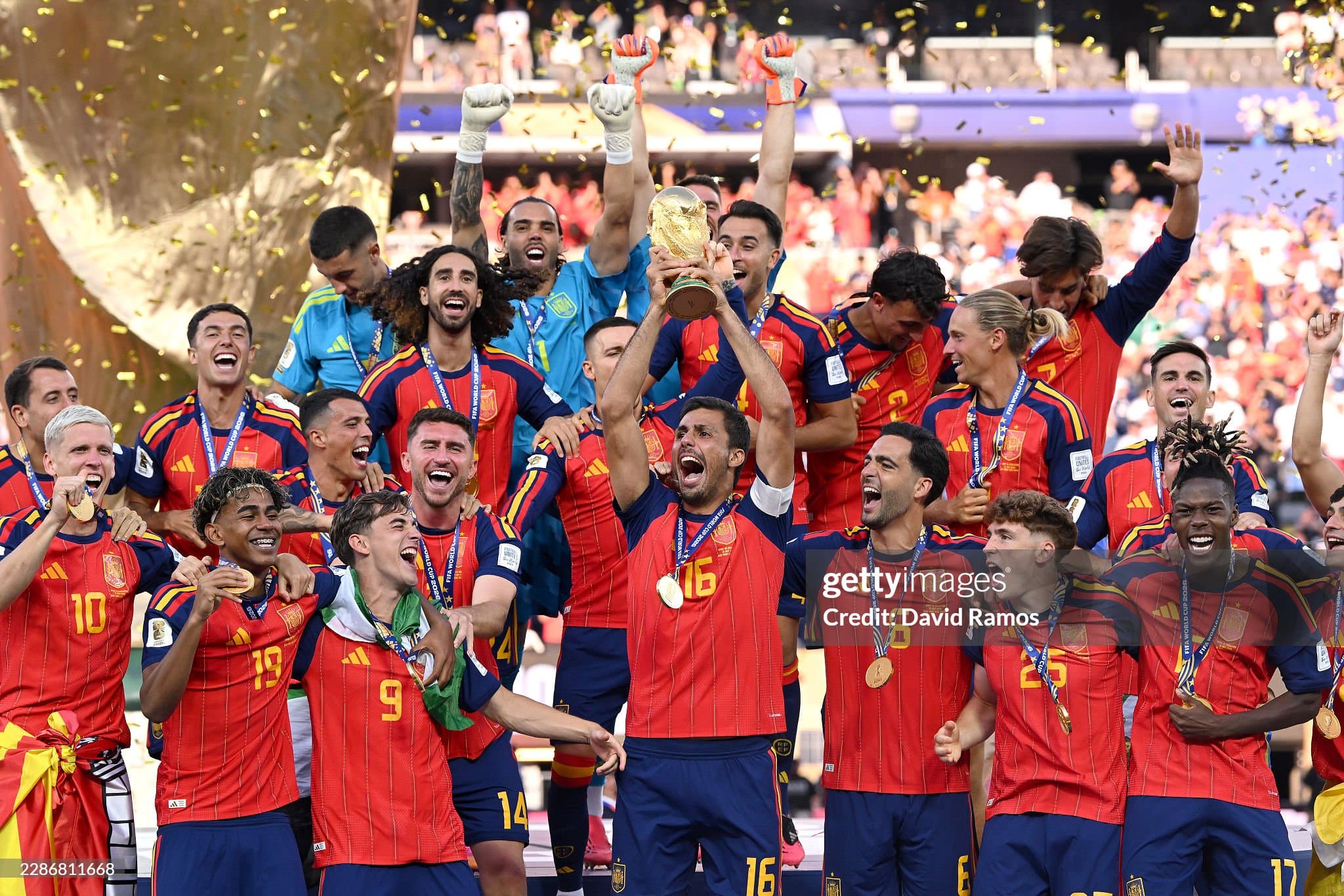 Spain lift World Cup trophy after defeating Argentina