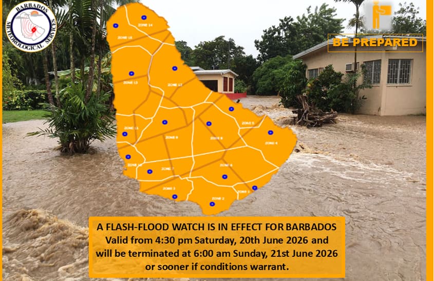 Flash flood watch in effect as tropical wave affects Barbados
