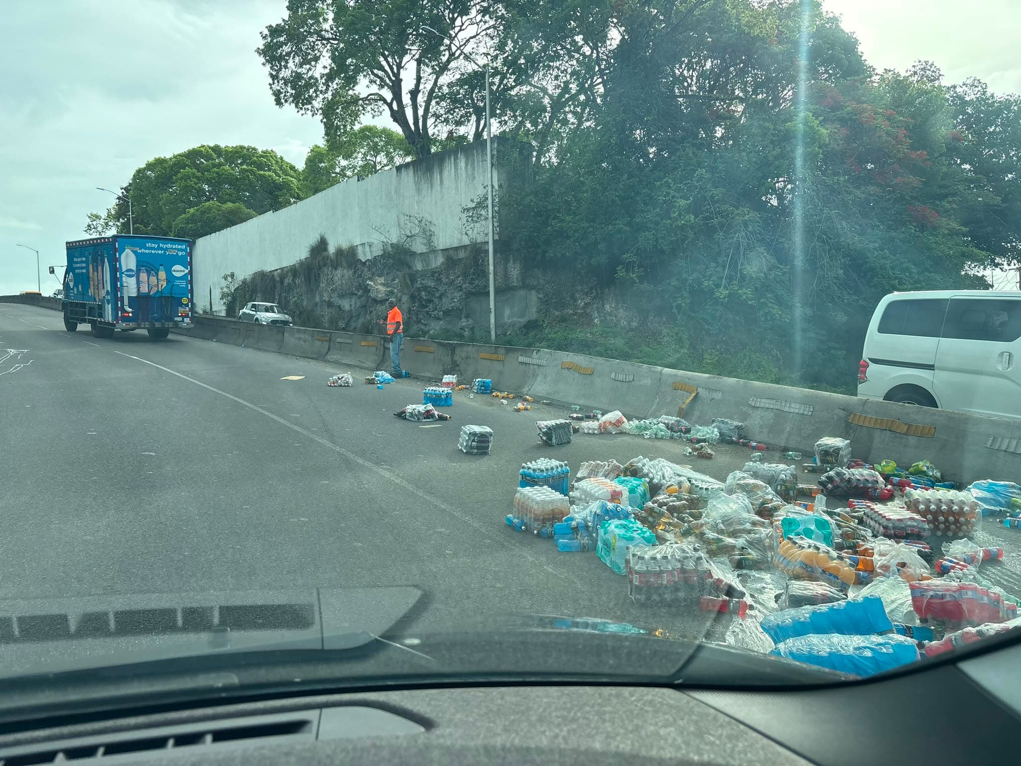 Drinks spill causes traffic delays on Errol Barrow Highway