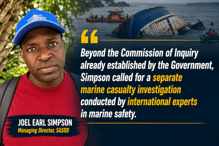 SASOD’s Joel Earl Simpson Calls for Ministers to Resign, Demands Independent Marine Casualty Investigation