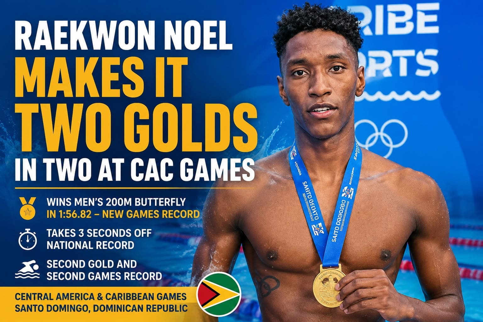 Raekwon Noel Captures Second Gold, Sets Another Games Record at CAC Championships
