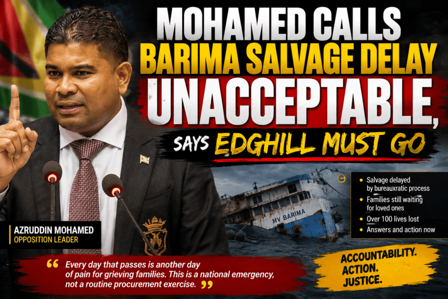 Mohamed Calls Barima Salvage Delay Unacceptable, Says Edghill Must Go