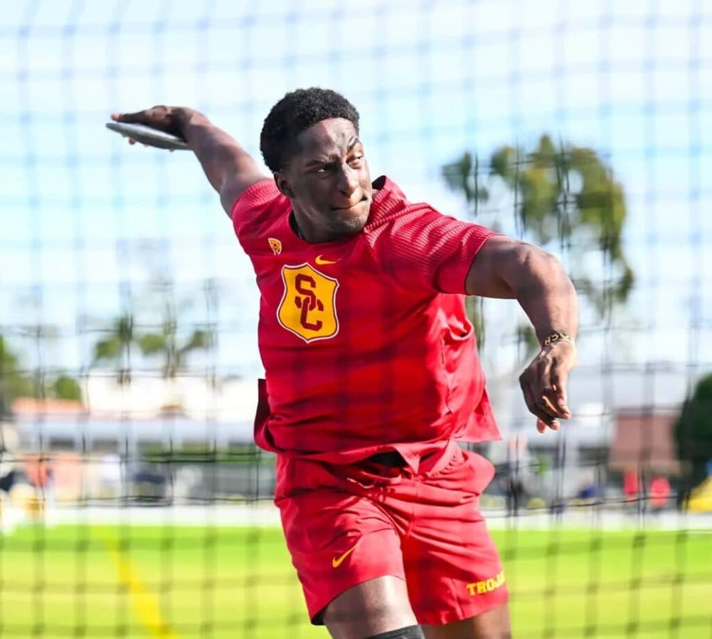 Racquil Broderick wins Big 10 discus title