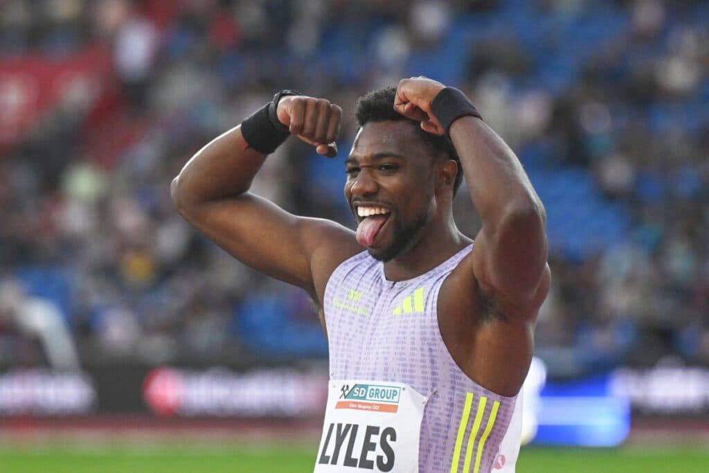 Lyles sets world’s best time over 150 metres at Ostrava