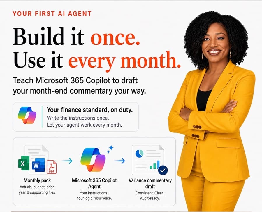 Your first AI agent — teach Microsoft 365 Copilot to draft the month-end commentary your way