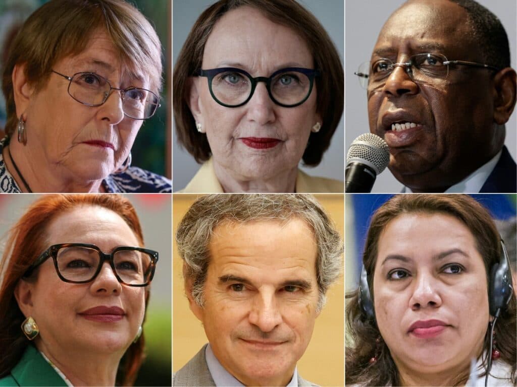 Who are the six candidates vying to lead the UN?